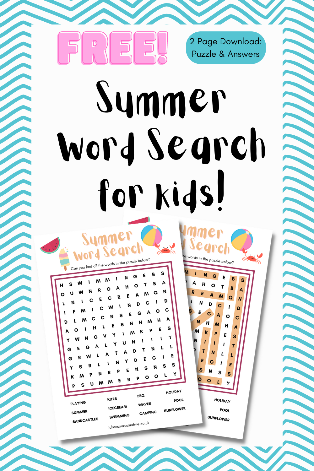 Summer Word Search Free Printable Lukeosaurus And Me